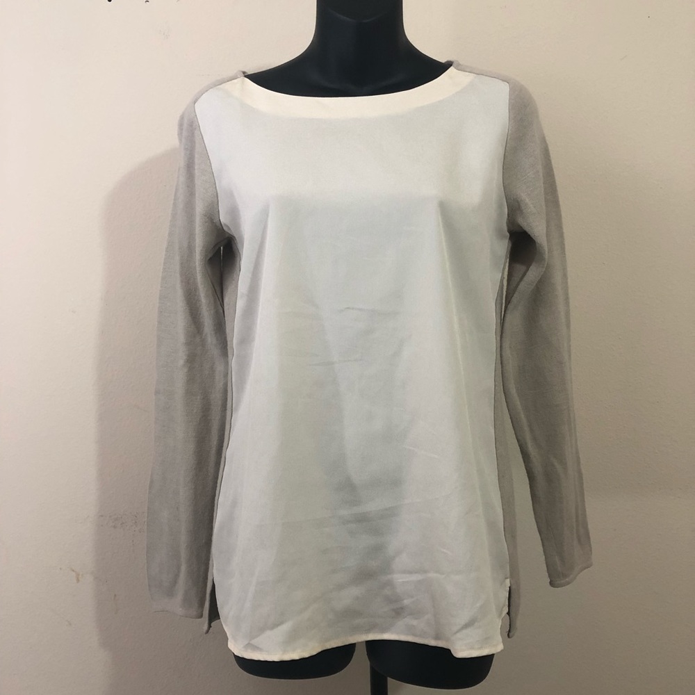 THML SIZE SMALL CREAM BLOUSE LONGSLEEVE